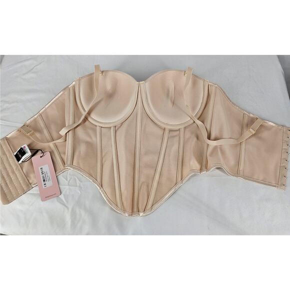 MICAS CURVE WOMEN'S BEIGE NUDE Solid Bustier Corset Top - SIZE X-LARGE (XL) - Picture 4 of 9